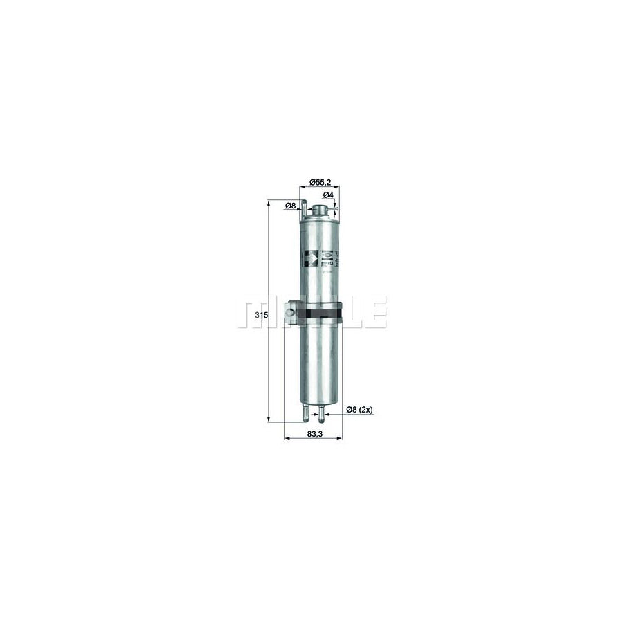 MAHLE ORIGINAL KLH 12 Fuel filter In-Line Filter, with holder