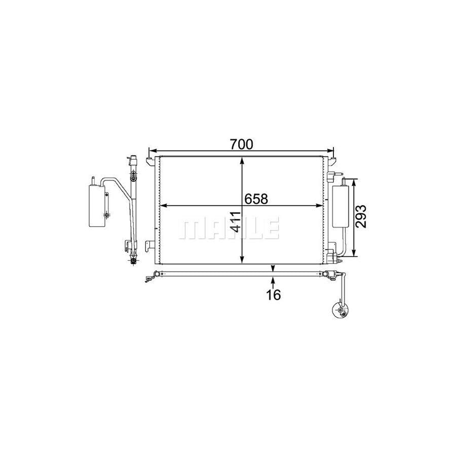 MAHLE ORIGINAL AC 411 000P Air conditioning condenser with dryer