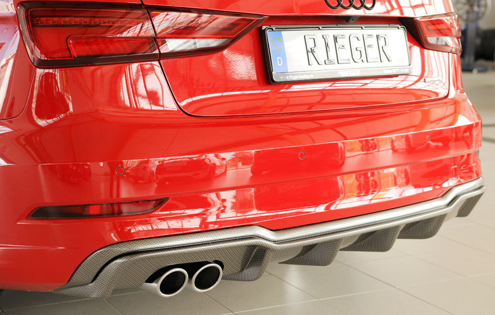 Rieger 00099614 Audi 8V A3 Rear Diffuser for Twin Tailpipe Left - Carbon-Look