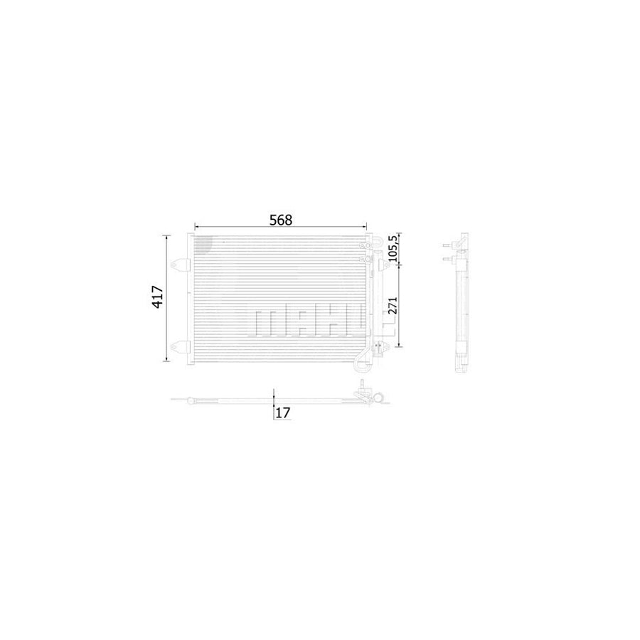 MAHLE ORIGINAL AC 734 000S Air conditioning condenser with dryer