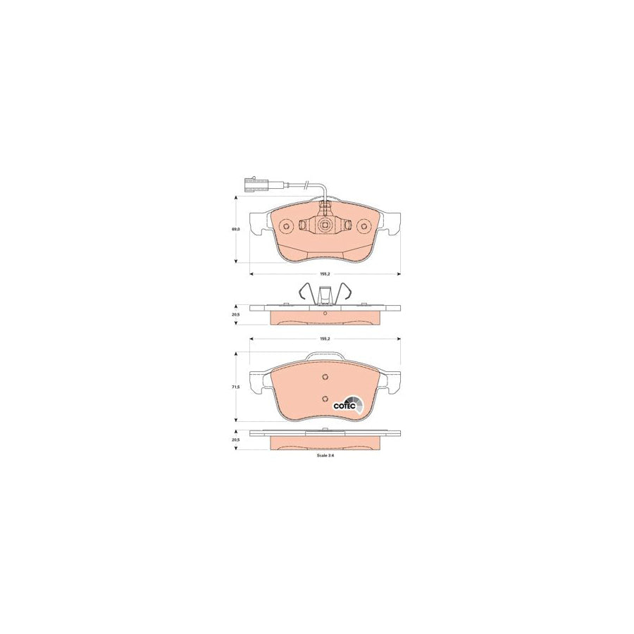 TRW Cotec Gdb1880 Brake Pad Set For Alfa Romeo Giulietta Hatchback 940 Incl Wear Warning Contact