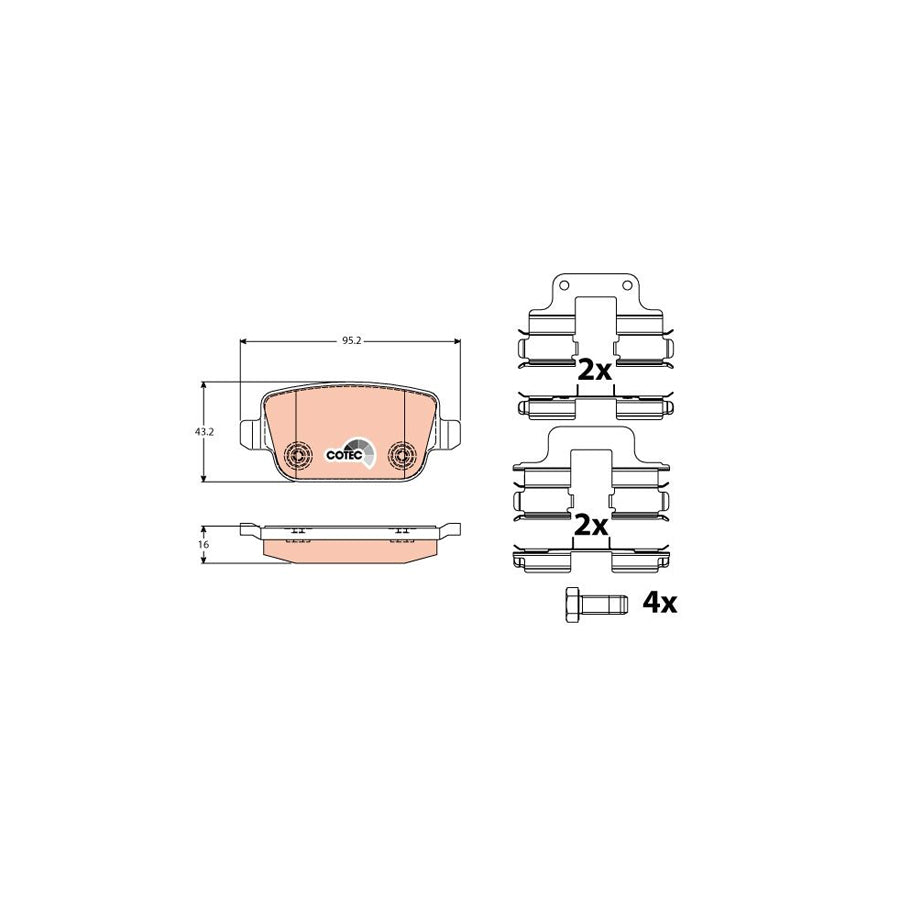 TRW Cotec Gdb1709 Brake Pad Set For Land Rover Freelander 2 Off Road L359 Not Prepared For Wear Indicator With Brake Caliper Screws With Accessories