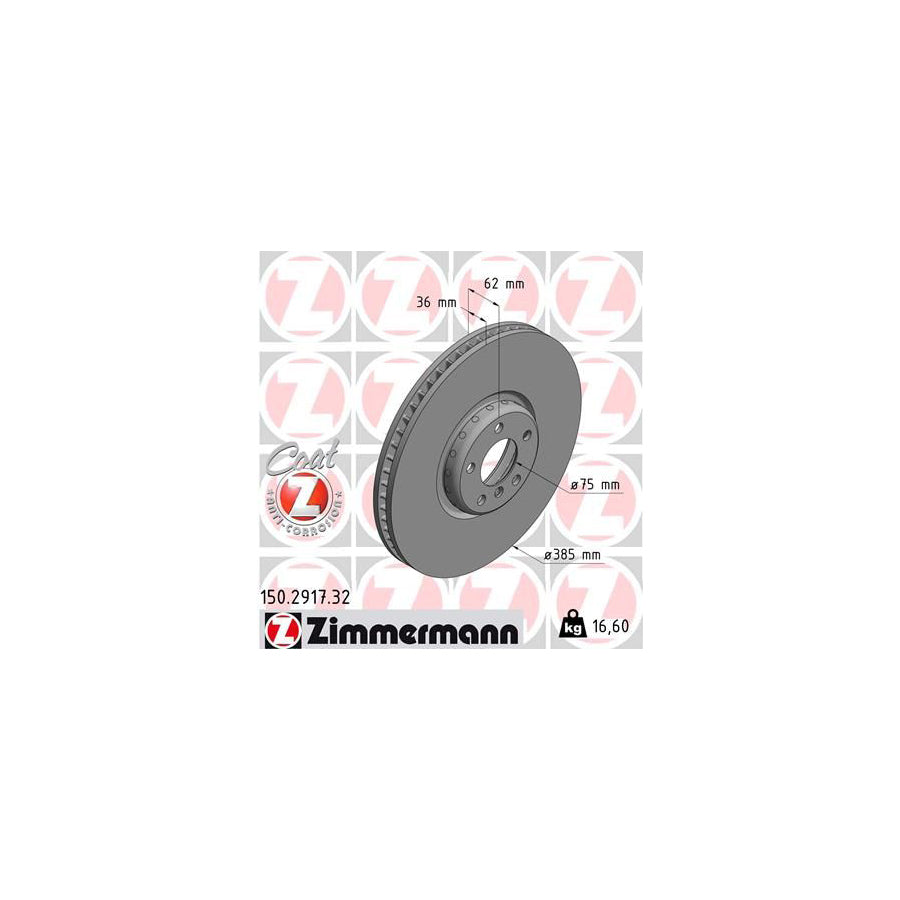 ZIMmERMANN FORMULA F COAT Z 150 2917 32 Brake Disc Internally Vented Two piece brake disc Coated High carbon
