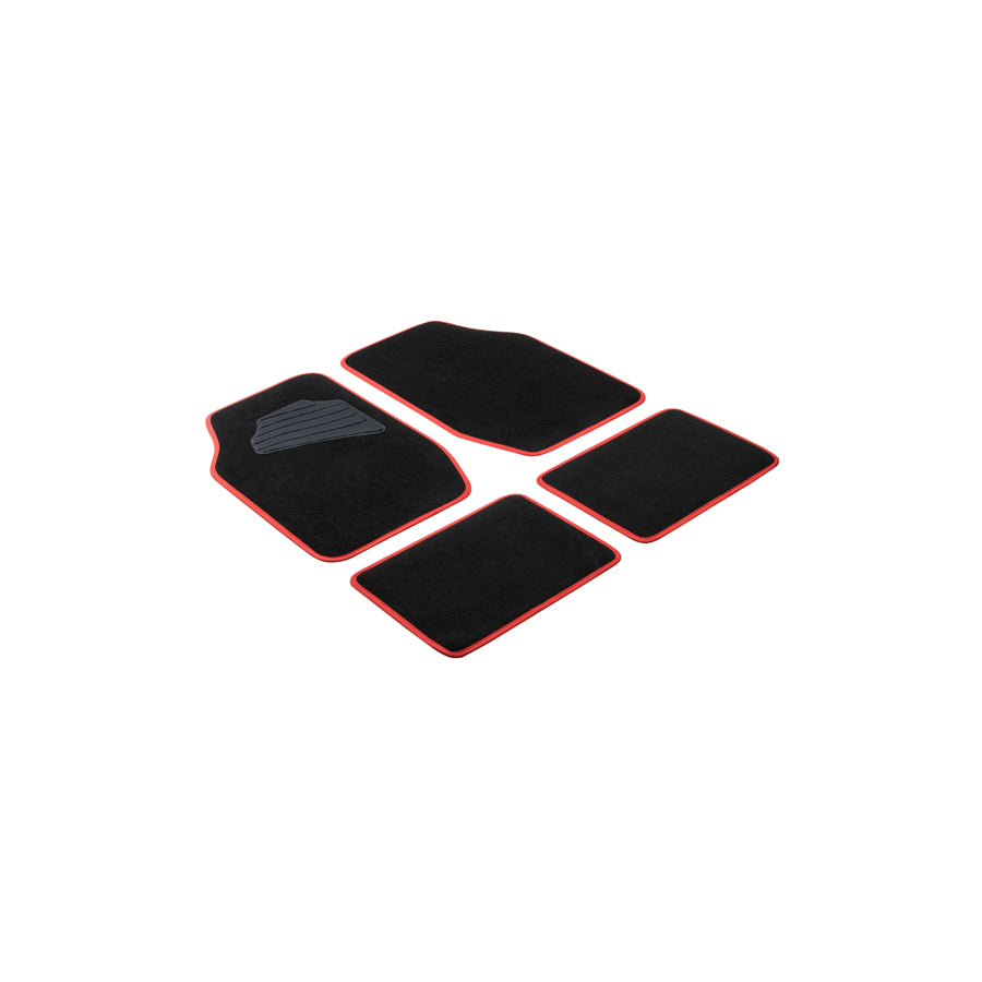 WALSER Universal fit, Matrix 29024 Floor mat set PP (Polypropylene), Front and Rear, Quantity: 4, Black, Red