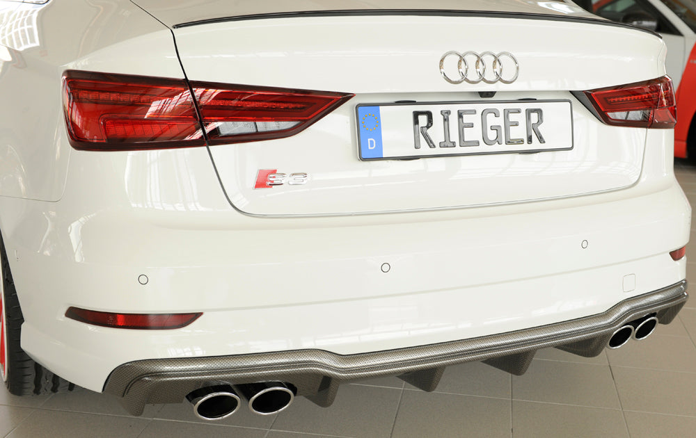 Rieger 00099615 Audi 8V S3 Rear Diffuser for Original Twin Tailpipe Left & Right - Carbon-Look