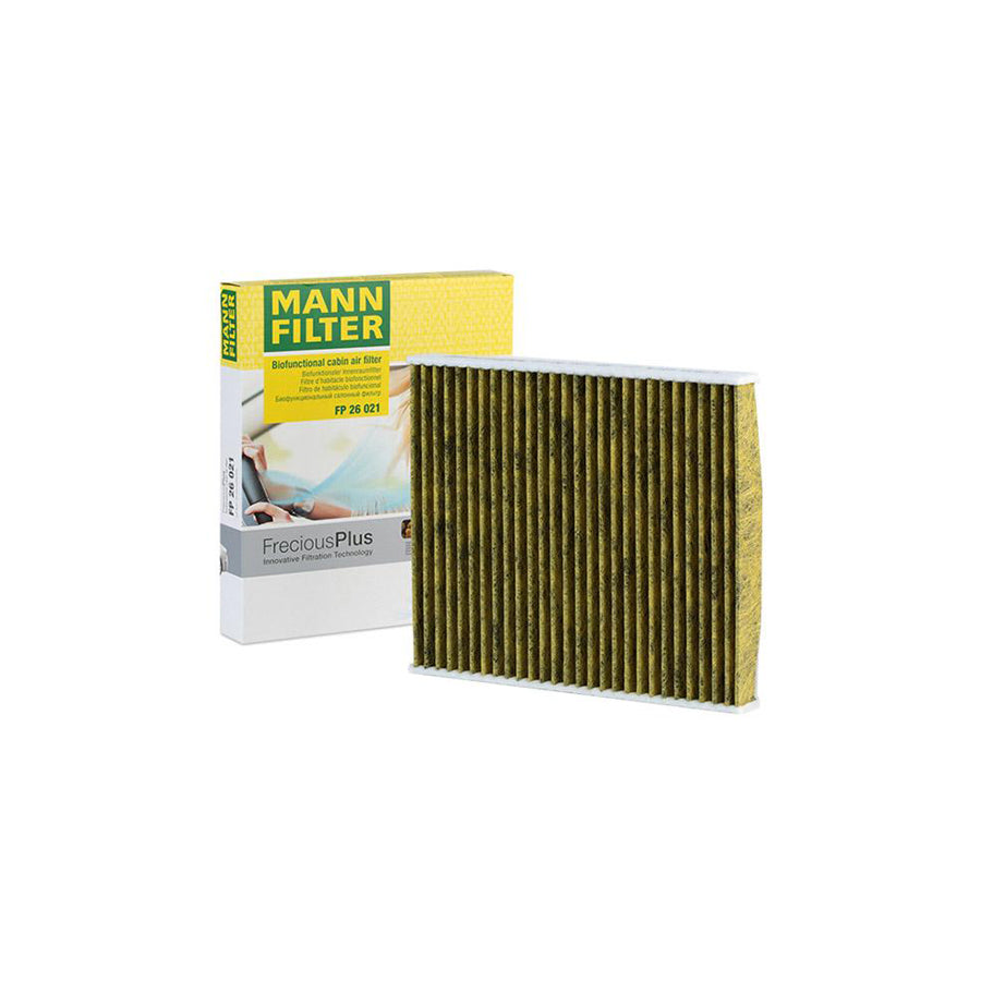 MANN-FILTER FP 26 021 Pollen filter Activated Carbon Filter, Activated Carbon Filter with polyphenol, Particulate filter (PM 2.5), with antibacterial action, with fungicidal effect