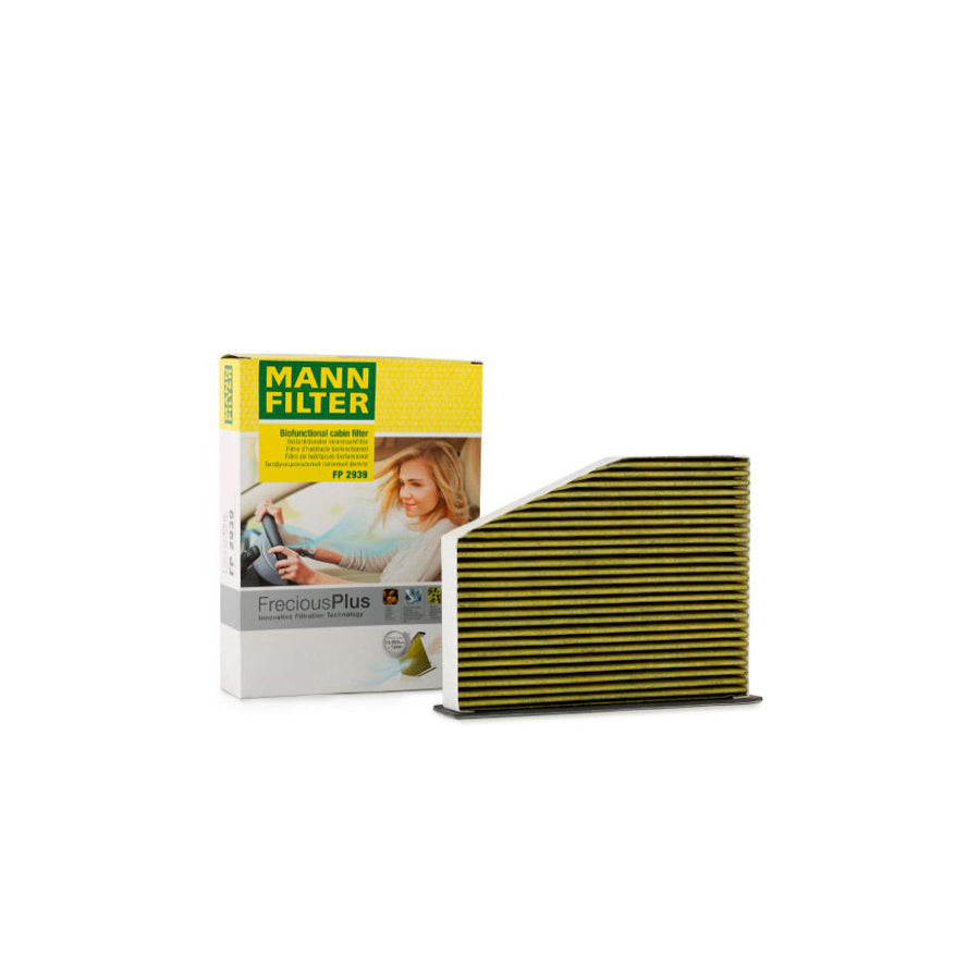 MANN-FILTER FP 2939 Pollen filter Activated Carbon Filter, Activated Carbon Filter with polyphenol, Particulate filter (PM 2.5), with antibacterial action, with fungicidal effect, FreciousPlus