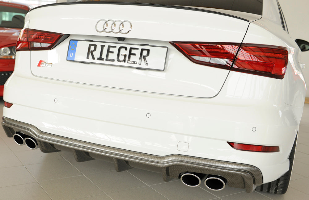 Rieger 00099615 Audi 8V S3 Rear Diffuser for Original Twin Tailpipe Left & Right - Carbon-Look