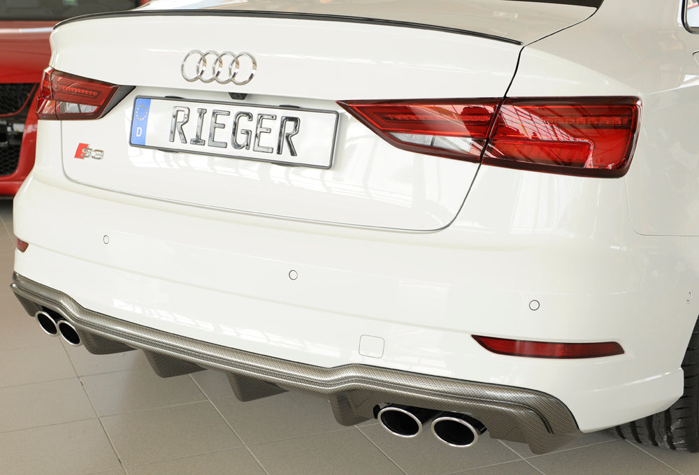Rieger 00099615 Audi 8V S3 Rear Diffuser for Original Twin Tailpipe Left & Right - Carbon-Look