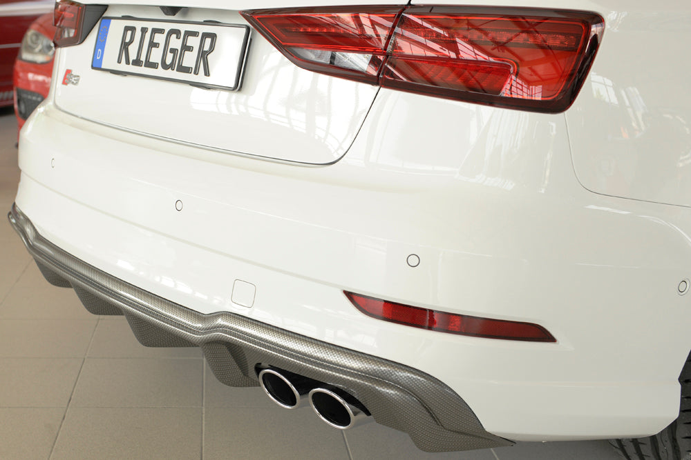 Rieger 00099615 Audi 8V S3 Rear Diffuser for Original Twin Tailpipe Left & Right - Carbon-Look
