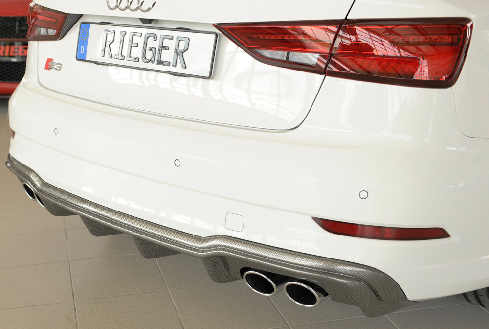 Rieger 00099615 Audi 8V S3 Rear Diffuser for Original Twin Tailpipe Left & Right - Carbon-Look