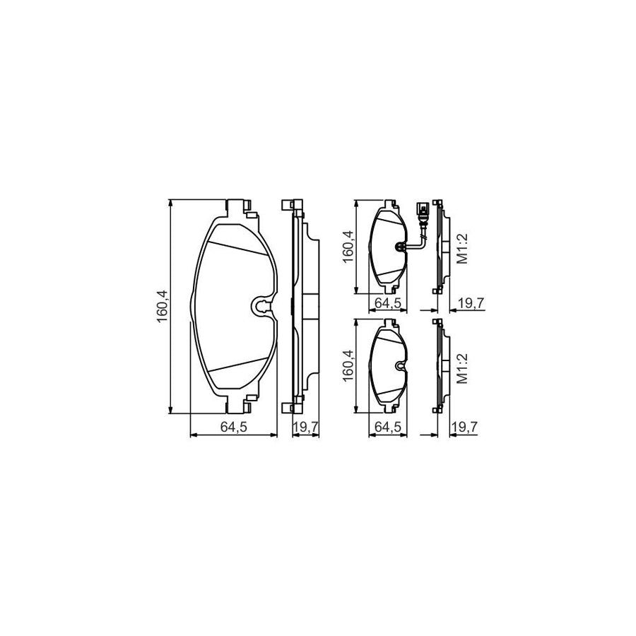 Bosch 0986495347 Brake Pad Set With Integrated Wear Sensor With Anti Squeak Plate BP1639