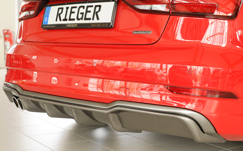 Rieger 00099614 Audi 8V A3 Rear Diffuser for Twin Tailpipe Left - Carbon-Look