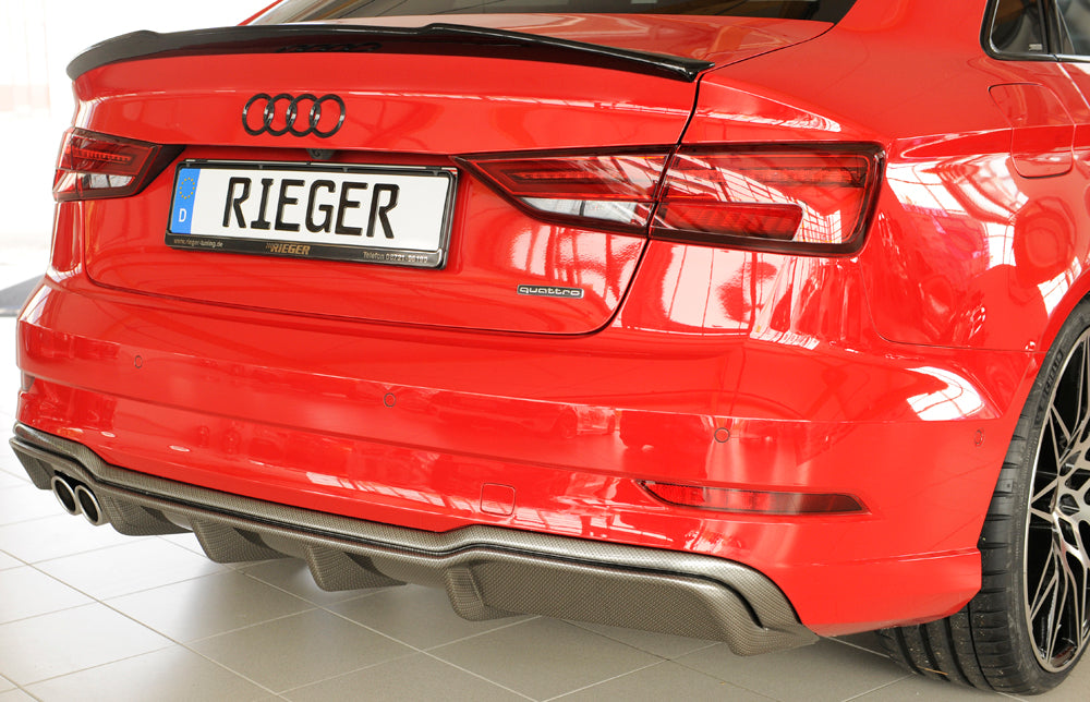 Rieger 00099614 Audi 8V A3 Rear Diffuser for Twin Tailpipe Left - Carbon-Look
