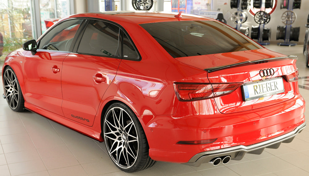 Rieger 00099614 Audi 8V A3 Rear Diffuser for Twin Tailpipe Left - Carbon-Look