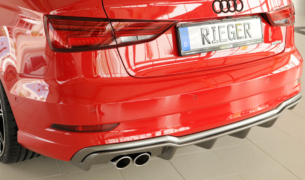 Rieger 00099614 Audi 8V A3 Rear Diffuser for Twin Tailpipe Left - Carbon-Look