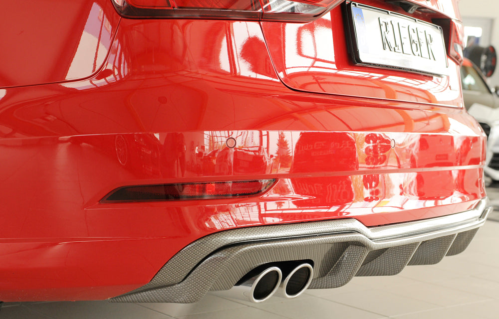 Rieger 00099614 Audi 8V A3 Rear Diffuser for Twin Tailpipe Left - Carbon-Look