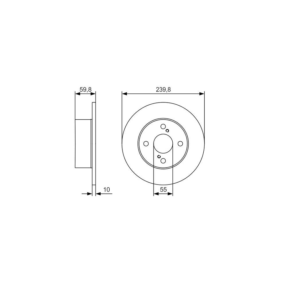 BOSCH 0 986 479 T96 Brake Disc for TOYOTA COROLLA Solid Oiled