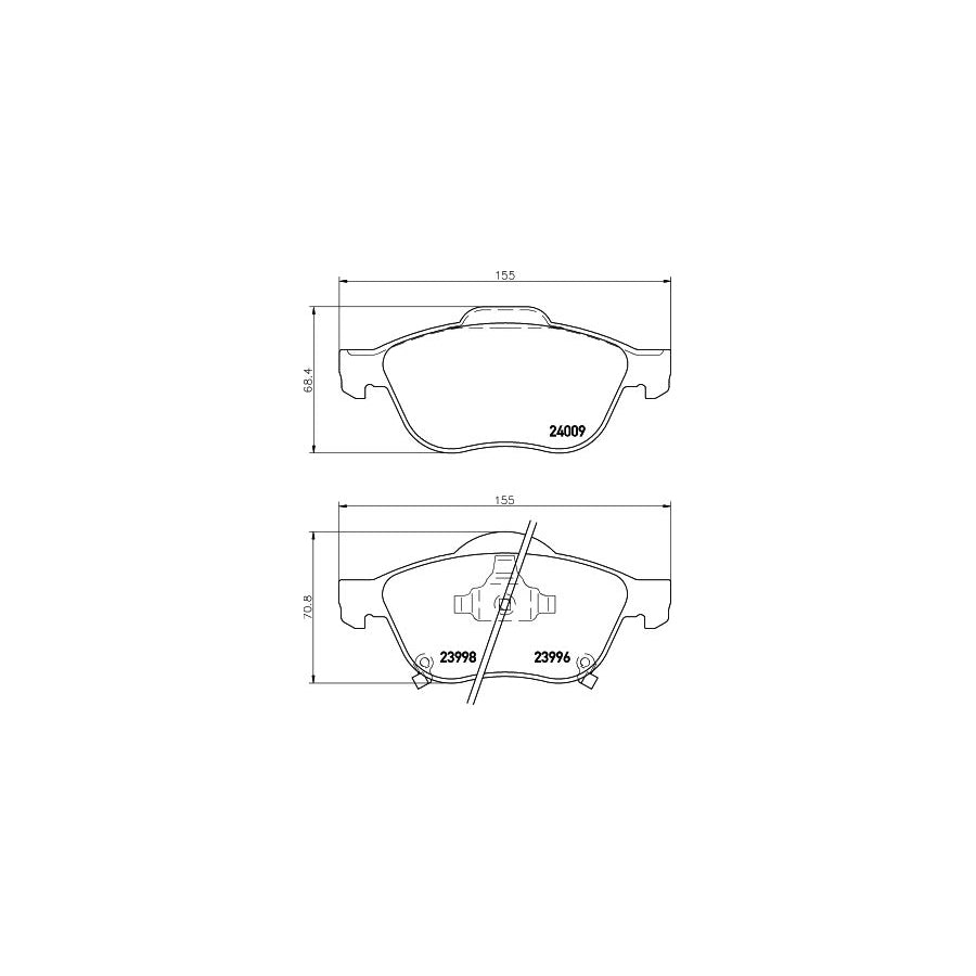 Hella 8DB 355 011 041 Brake Pad Set For Toyota Avensis With Acoustic Wear Warning
