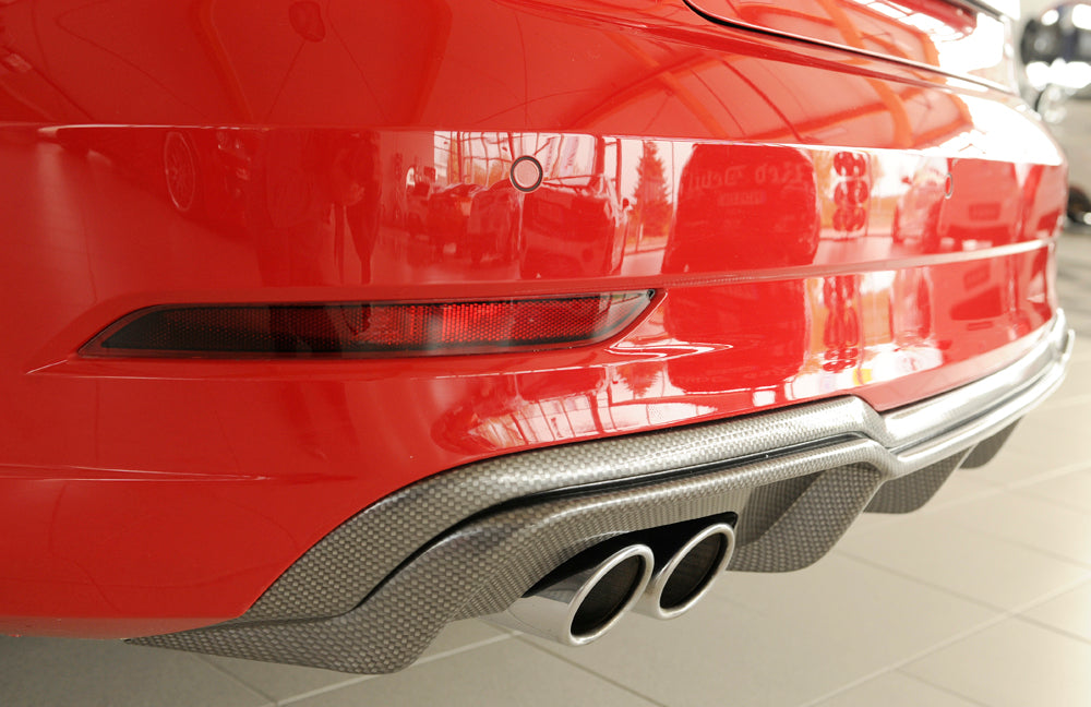Rieger 00099614 Audi 8V A3 Rear Diffuser for Twin Tailpipe Left - Carbon-Look
