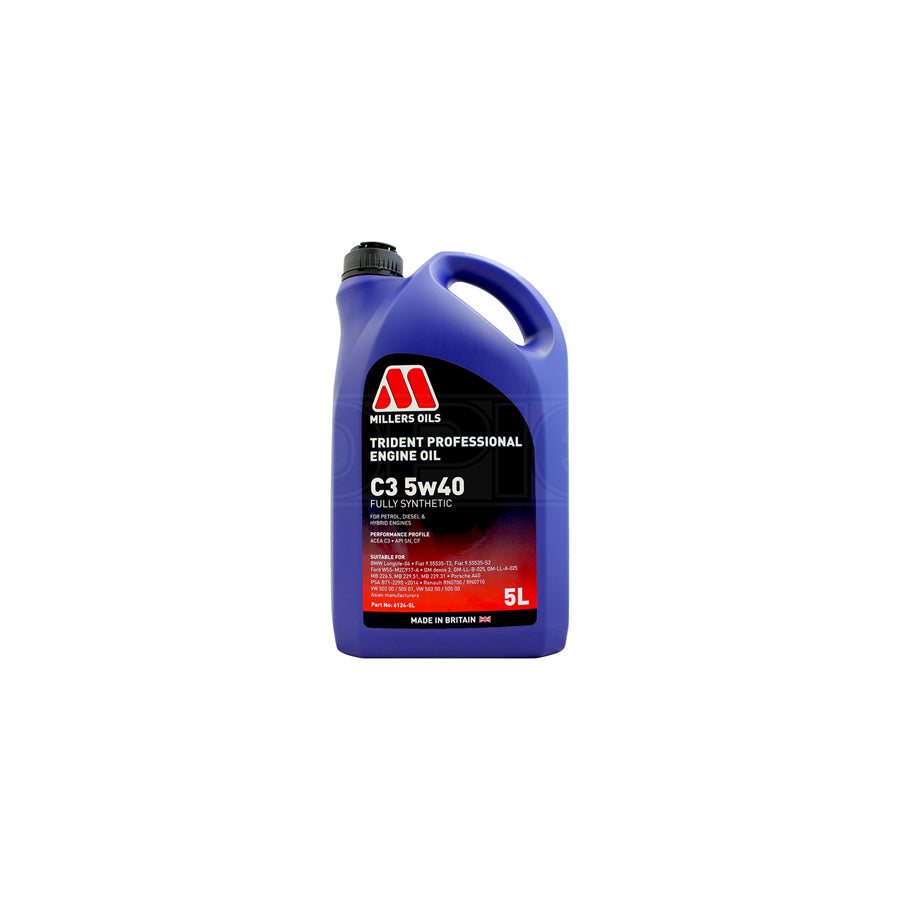 Millers Oils Trident Professional C3 5W-40 Fully Synthetic Engine Oil 5l