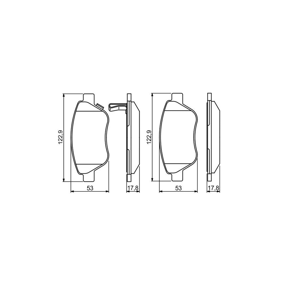 Bosch 0986495237 Brake Pad Set With Acoustic Wear Warning With Anti Squeak Plate BP1535