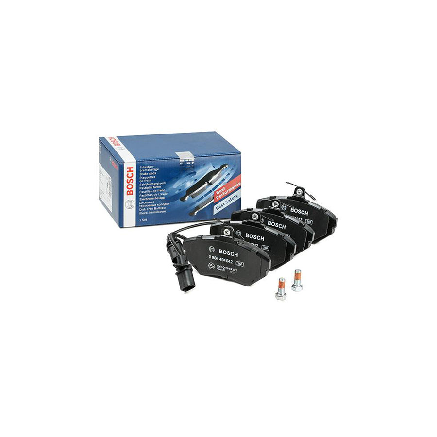 Bosch 0986494042 Brake Pad Set With Integrated Wear Sensor With Anti Squeak Plate With Bolts Screws With Accessories BP390