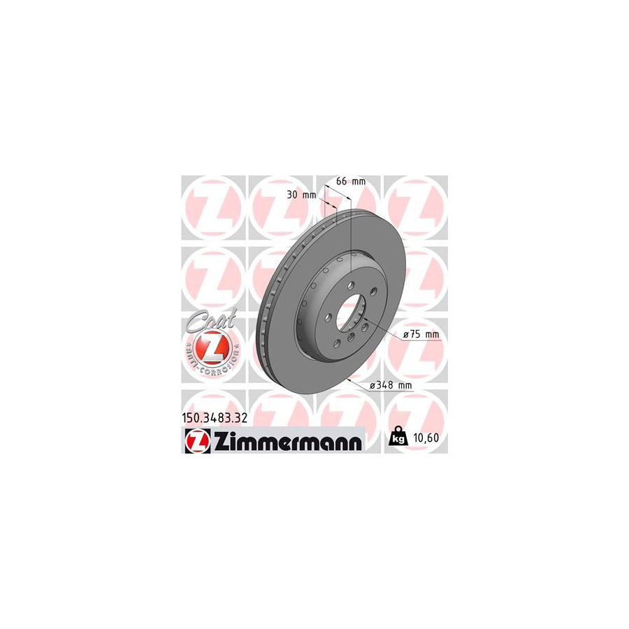 ZIMmERMANN FORMULA F COAT Z 150 3483 32 Brake Disc Internally Vented Two piece brake disc Coated High carbon