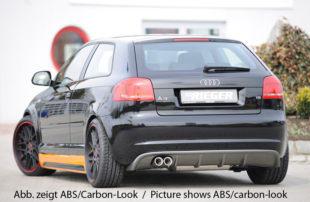 Rieger 00056766 Audi 8P A3 Rear Diffuser for Twin Tailpipe Left - Matte Black