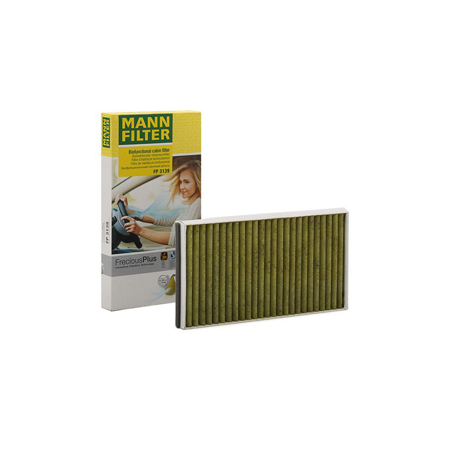 MANN-FILTER FP 3139 Pollen filter Activated Carbon Filter, Activated Carbon Filter with polyphenol, Particulate filter (PM 2.5), with antibacterial action, with fungicidal effect, FreciousPlus