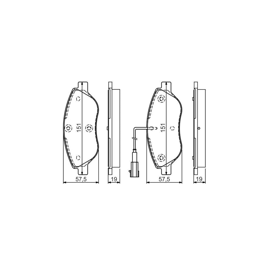 Bosch 0986Tb3155 Brake Pad Set Incl Wear Warning Contact With Integrated Wear Sensor