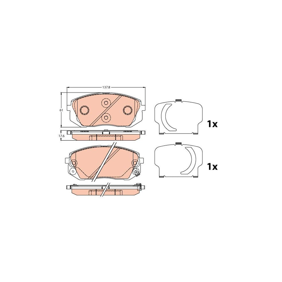 TRW Gdb3647 Brake Pad Set With Acoustic Wear Warning With Accessories