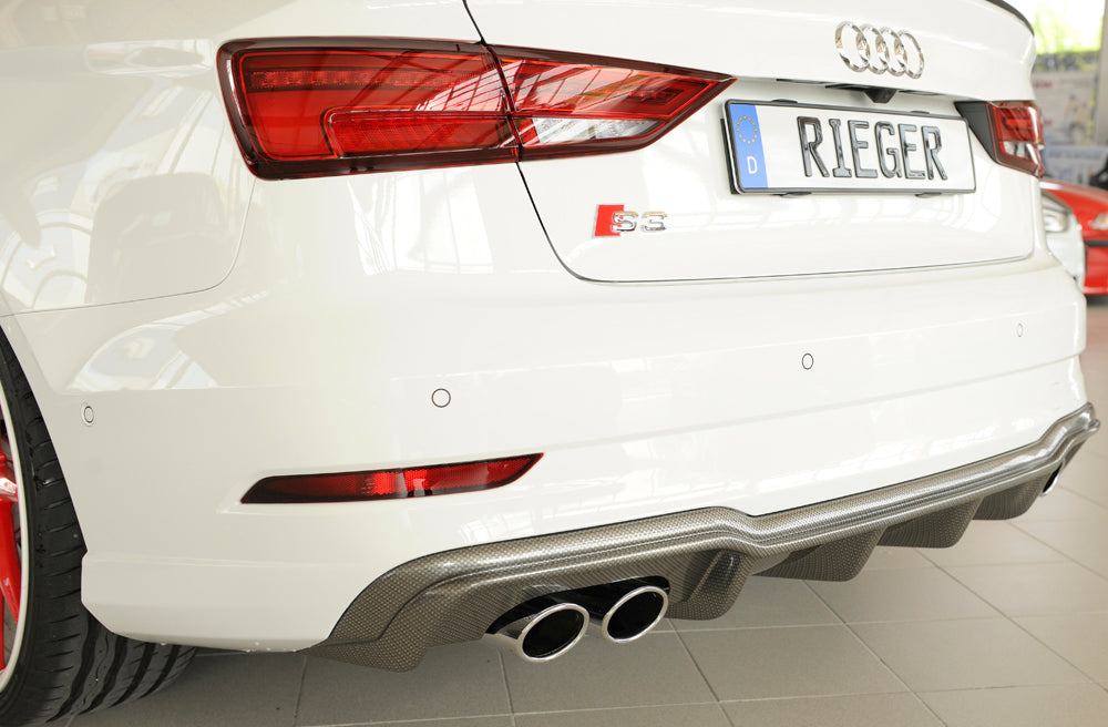 Rieger 00099615 Audi 8V S3 Rear Diffuser for Original Twin Tailpipe Left & Right - Carbon-Look