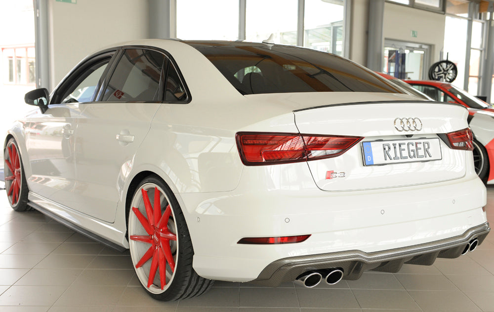 Rieger 00099615 Audi 8V S3 Rear Diffuser for Original Twin Tailpipe Left & Right - Carbon-Look