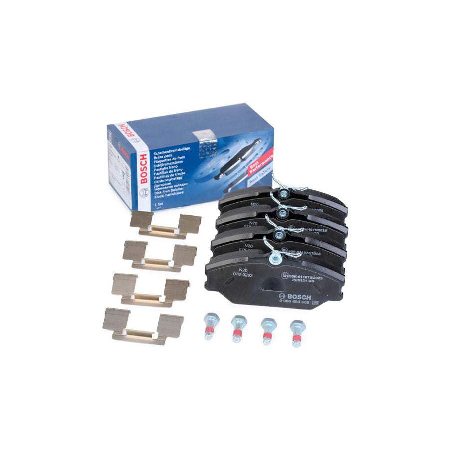 Bosch 0986494656 Brake Pad Set With Anti Squeak Plate With Spring BP286