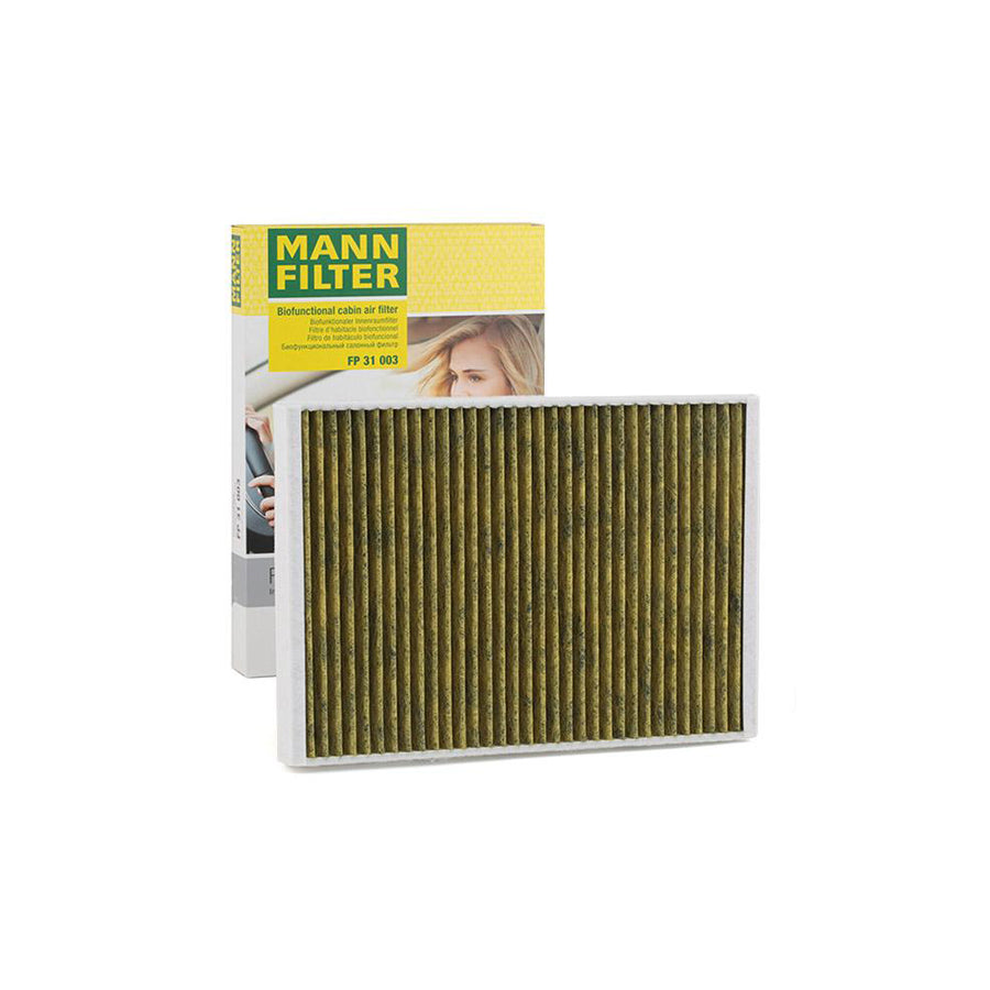 MANN-FILTER FP 31 003 Pollen filter Activated Carbon Filter, Activated Carbon Filter with polyphenol, Particulate filter (PM 2.5), with antibacterial action, with fungicidal effect, FreciousPlus