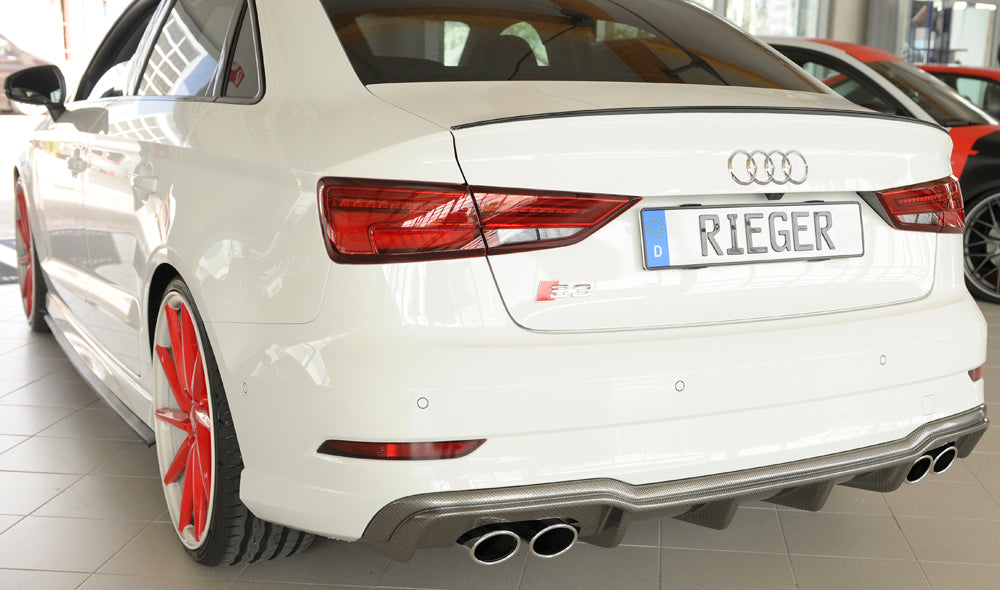 Rieger 00099615 Audi 8V S3 Rear Diffuser for Original Twin Tailpipe Left & Right - Carbon-Look