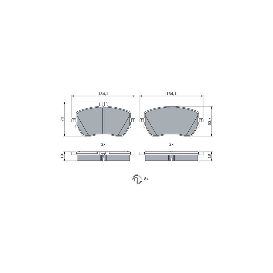 Bosch 0986424887 Brake Pad Set With Anti Squeak Plate With Mounting Manual With Spring BP2516