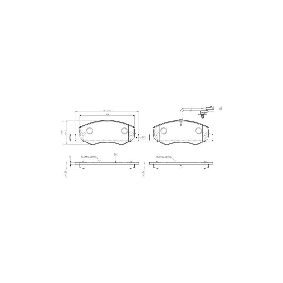 Bosch 0986Tb3132 Brake Pad Set Excl Wear Warning Contact