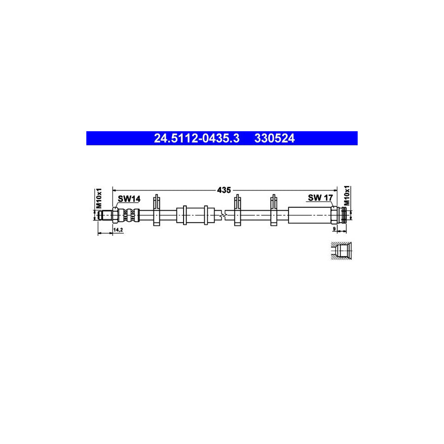 ATE 24 5112 0435 3 Brake Hose 435Mm M10X1