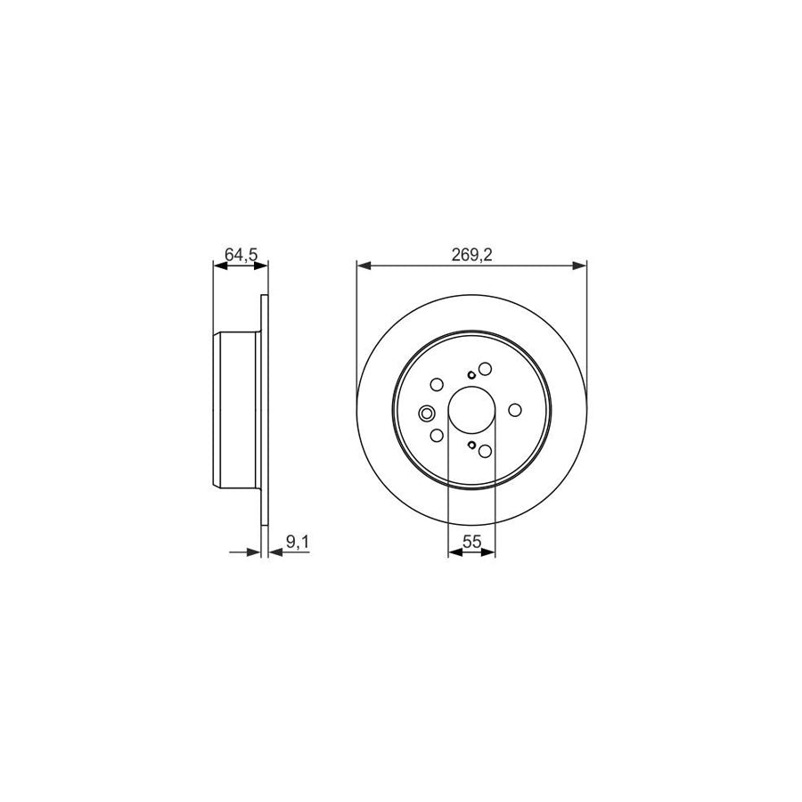 BOSCH 0 986 479 336 Brake Disc Solid Oiled