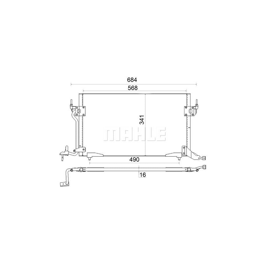 MAHLE ORIGINAL AC 182 001S Air conditioning condenser without dryer