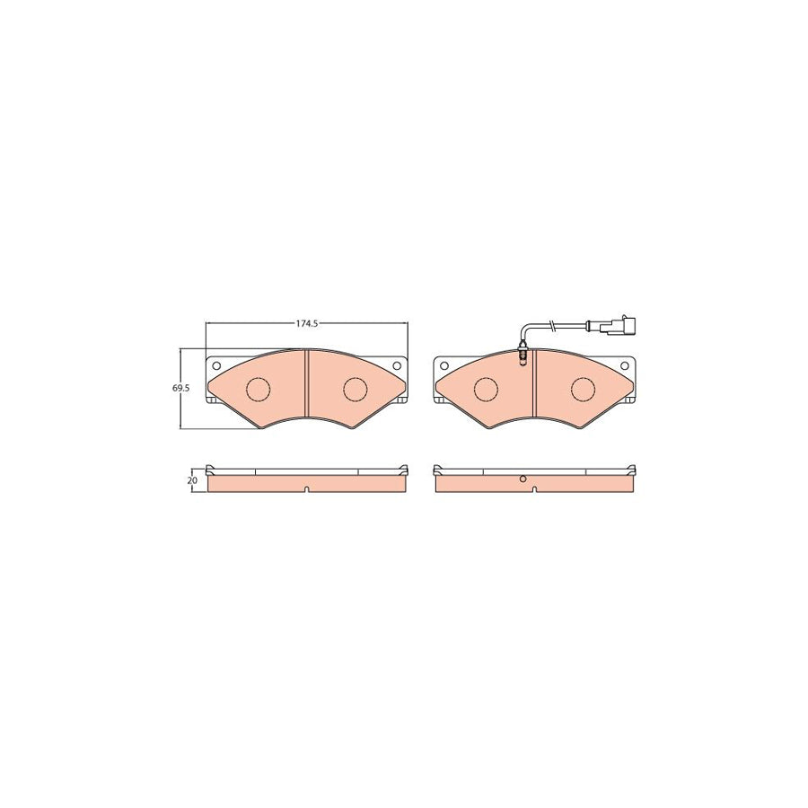 TRW Gdb5063 Brake Pad Set For Iveco Daily Incl Wear Warning Contact