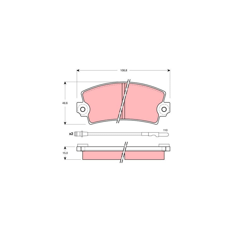 TRW Gdb1303 Brake Pad Set Incl Wear Warning Contact