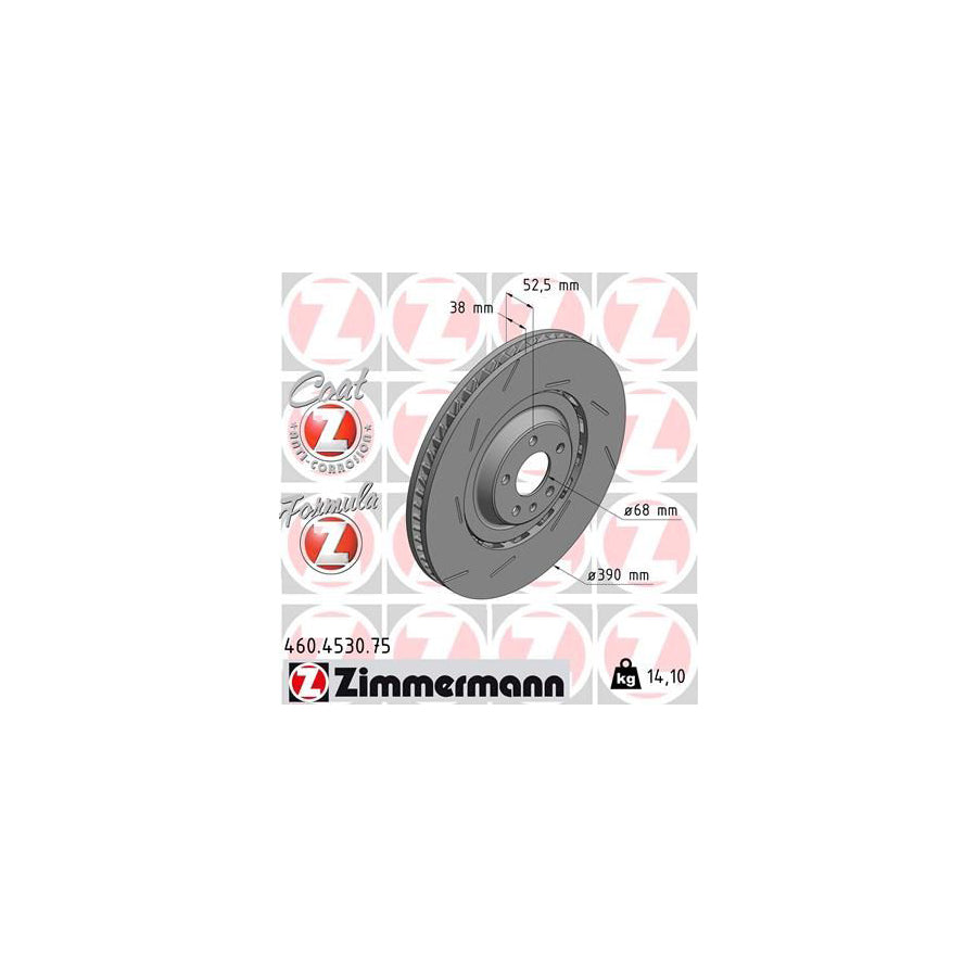 ZIMmERMANN 460 4530 75 Brake Disc for PORSCHE Macan 95B Slotted Two piece brake disc Vented Coated Alloyed High carbon