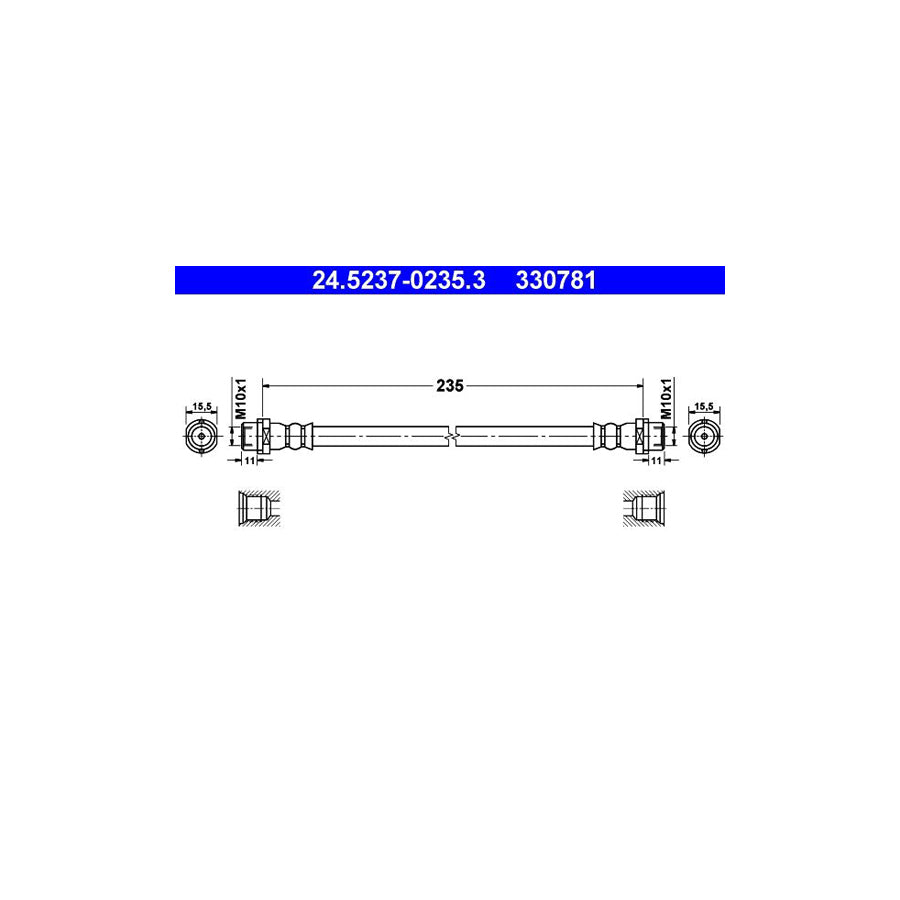 ATE 24 5237 0235 3 Brake Hose 235Mm