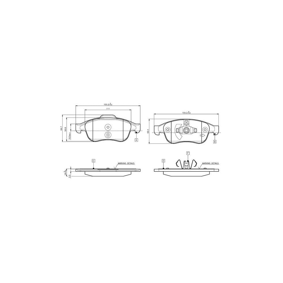 Bosch 0986Tb3116 Brake Pad Set Excl Wear Warning Contact