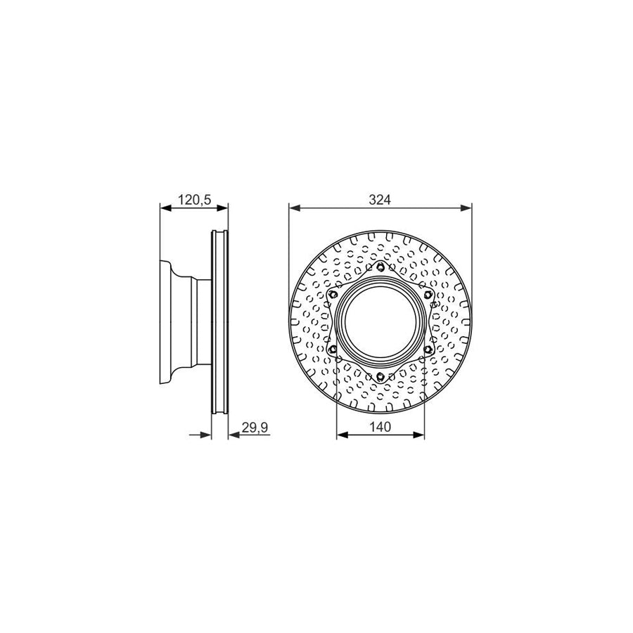 BOSCH 0 986 479 600 Brake Disc suitable for MERCEDES BENZ VARIO Vented Oiled High carbon