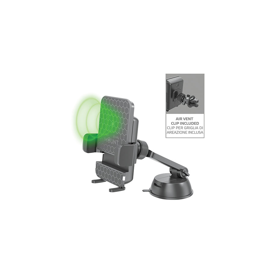 Celly Telephone , Qi MOUNTCHARGEBK Car phone holder with ball joint, with wireless charger, windscreen, Magnetic, without pipe, universal | ML Performance Car Parts