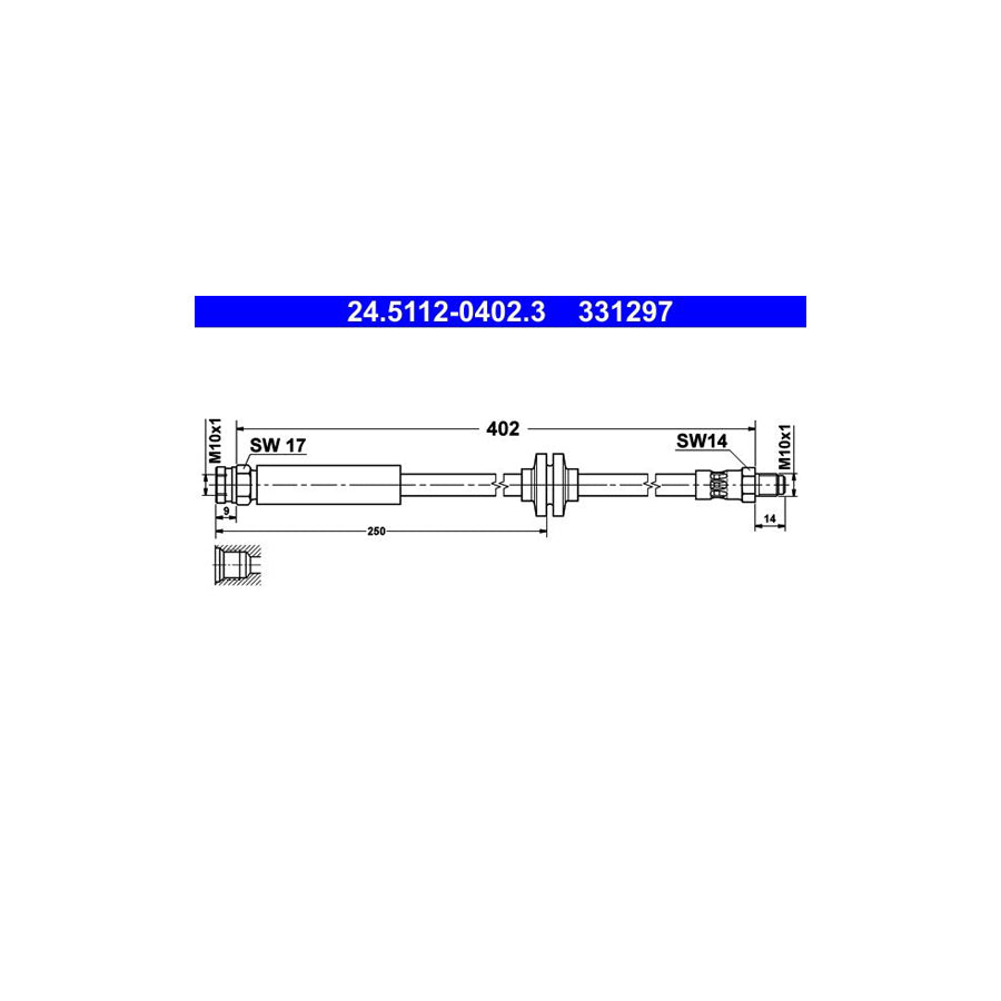 ATE 24 5112 0402 3 Brake Hose 402Mm M10X1